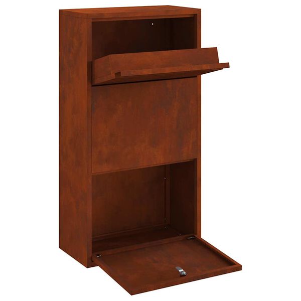 vidaXL Caja de entrega de paquetes con puerta Oxidado 44 x 22 x 82 cm