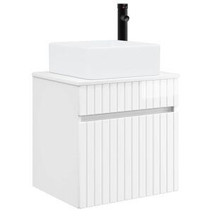 vidaXL Vanidad de lavabo montada en la pared Blanco Brillante