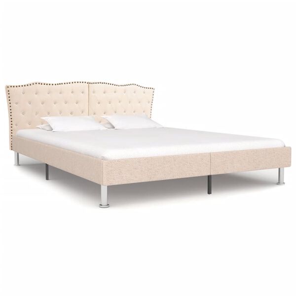 vidaXL Cama con colch&oacute;n viscoel&aacute;stico tela beige 180x200 cm