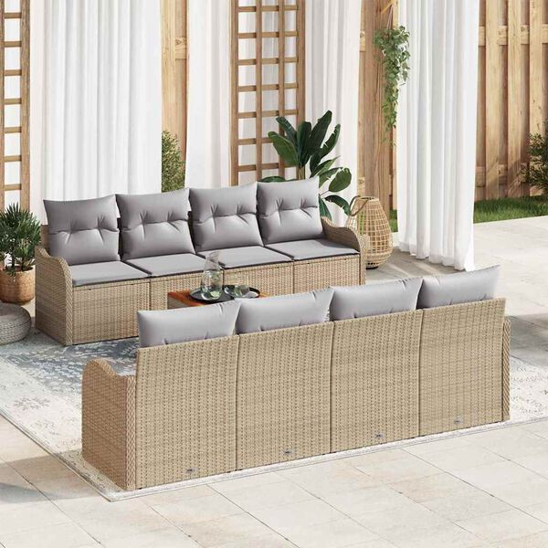vidaXL Conjunto de sof&aacute;s de jard&iacute;n 9 pcs Beige y Gris Claro