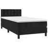 vidaXL Cama box spring con colch&oacute;n terciopelo negro 90x200 cm