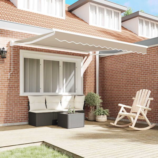 vidaXL Toldo Retr&aacute;ctil Manual Beige 350 x 250 cm tela