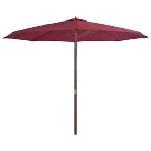 vidaXL Sombrilla de jard&iacute;n con palo de madera 350 cm burdeos