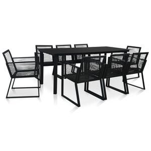 vidaXL Juego de comedor para jard&iacute;n 5 piezas rat&aacute;n de PVC negro