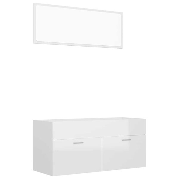 vidaXL Set muebles de ba&ntilde;o 2 piezas madera contrachapada blanco brillo