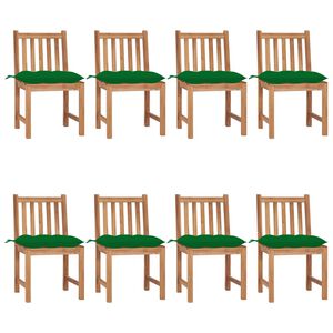 vidaXL Sillas de jard&iacute;n 8 unidades madera maciza de teca con cojines