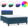 vidaXL Cama box spring con colch&oacute;n y LED terciopelo azul oscuro 120x210 cm