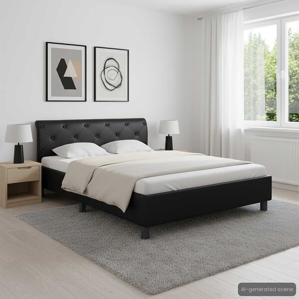 vidaXL Estructura de cama sin colchón cuero sintético negro 140x200cm