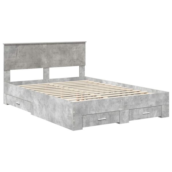 vidaXL Estructura de cama con cabecera Gris Concreto 140 x 200 cm