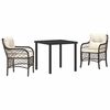 vidaXL Conjunto de Comedor de Jard&iacute;n 3 uds. Marr&oacute;n rat&aacute;n sint&eacute;tico