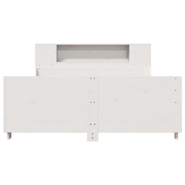 vidaXL Estructura de cama sin colch&oacute;n madera de pino blanco 135x190 cm