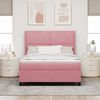 vidaXL Cama con Box Spring LED y Colch&oacute;n Rosa 160 x 200 cm Terciopelo