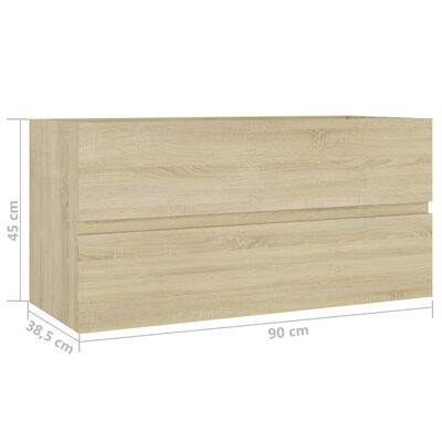 vidaXL Armario lavabo madera contrachapada roble Sonoma 90x38,5x45 cm