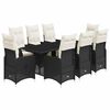 vidaXL Set de mesa y sillas de jard&iacute;n 9 pzas y cojines rat&aacute;n PE negro