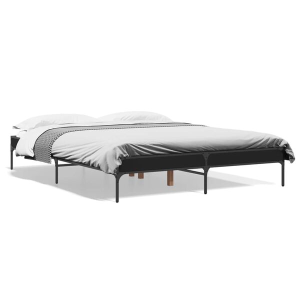 vidaXL Estructura de cama madera de ingenier&iacute;a y metal negro 150x200cm