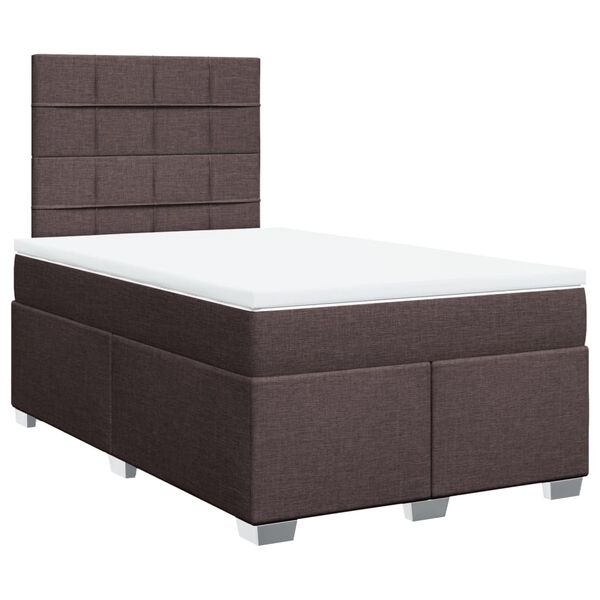 vidaXL Cama box spring con colch&oacute;n tela marr&oacute;n oscuro 120x190 cm