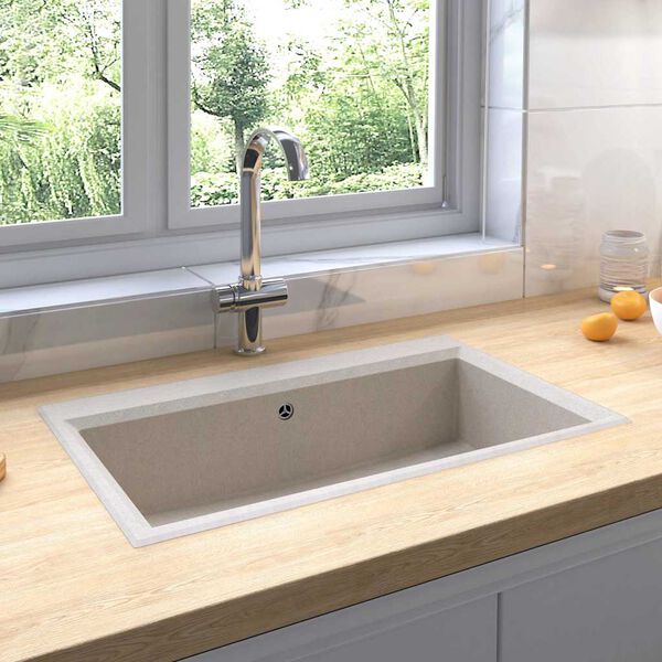 vidaXL Fregadero de cocina Beige 79 x 50 x 31 cm granito