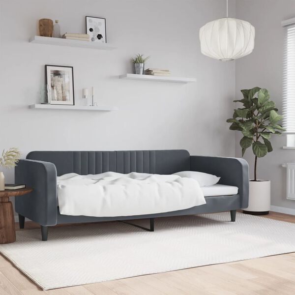 vidaXL Sofá cama sin colchón terciopelo gris oscuro 100x200 cm