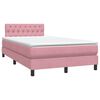 vidaXL Cama box spring con colch&oacute;n y LED terciopelo rosa 120x220 cm