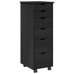 vidaXL Gabinete rodante Negro 34 x 39 x 93,5 cm Madera de Pino Macizo