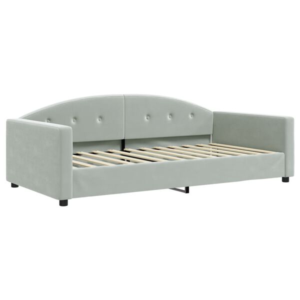 vidaXL Sof&aacute; cama sin colch&oacute;n terciopelo gris claro 100x200 cm