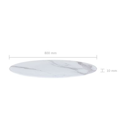vidaXL Tablero de mesa de vidrio blanco textura de mármol Ø80 cm