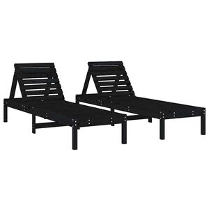 vidaXL Tumbonas 2 unidades madera maciza de pino negro 199,5x60x74 cm
