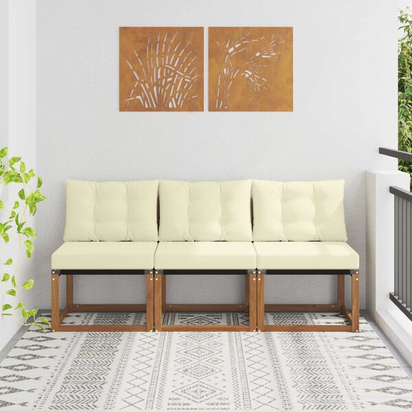 vidaXL 3 Pieza Sof&aacute; central de exterior