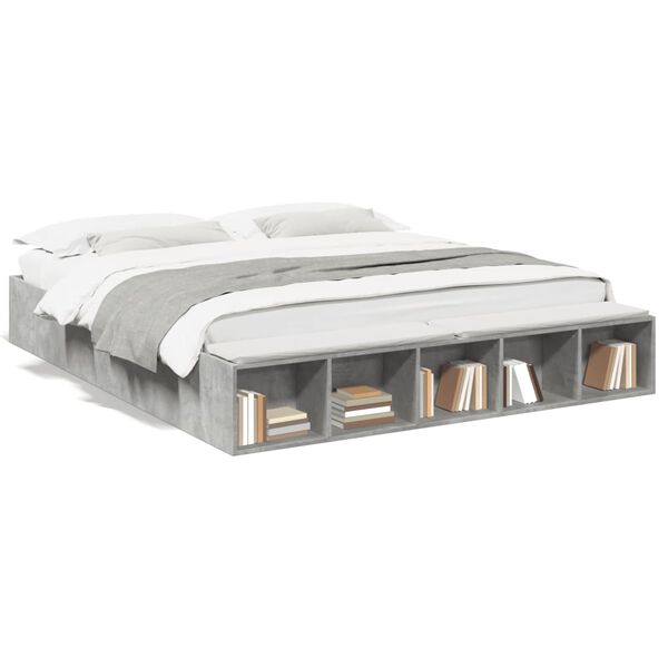 vidaXL Estructura de cama madera de ingenier&iacute;a gris hormig&oacute;n 200x200cm