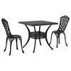 vidaXL Conjunto de mesa de jard&iacute;n 3 uds. Negro Aluminio fundido