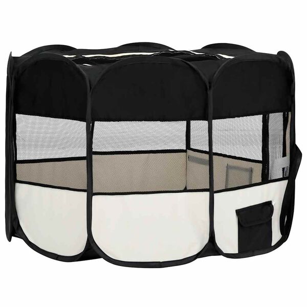 vidaXL Parque de perros plegable y bolsa transporte negro 125x125x61cm