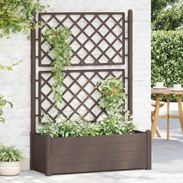 vidaXL Jardinera con enrejado PP moca 100x43x142 cm