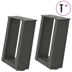 vidaXL Patas para mesa de centro en forma de U (2 unidades), antracita, 30 x (30-31) cm, acero