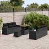 vidaXL Conjunto de sof&aacute; de jard&iacute;n 9 pcs Negro rat&aacute;n sint&eacute;tico