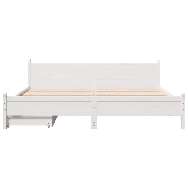 vidaXL Cama sin colch&oacute;n madera maciza de pino blanca 180x200 cm