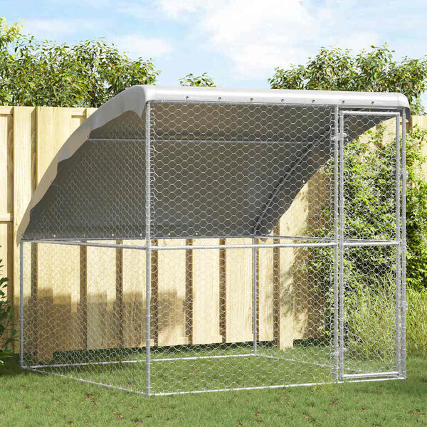 vidaXL Refugio para perros Plateado 2 x 2 x 2 m Acero