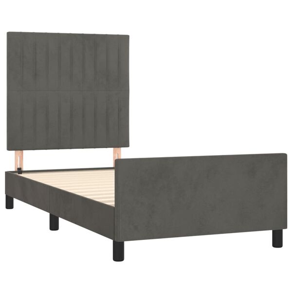 vidaXL Estructura de cama sin colch&oacute;n terciopelo gris oscuro 100x200cm