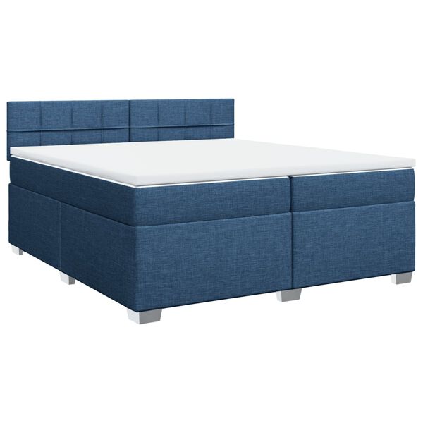 vidaXL Cama box spring con colch&oacute;n tela azul 200x200 cm