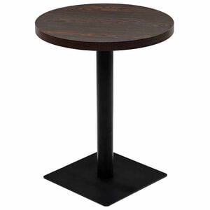 vidaXL Mesa de bar bistr&oacute; MDF y acero redonda fresno oscuro 60x75 cm