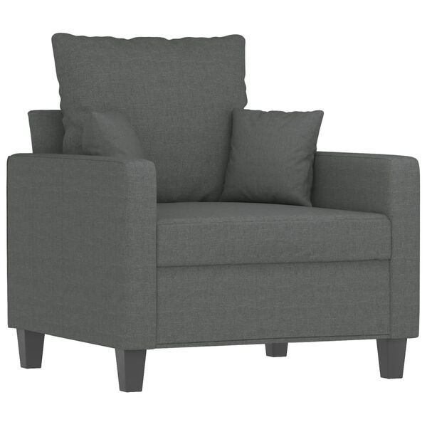 vidaXL Sillón con taburete tela gris oscuro 60 cm