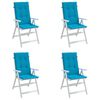 vidaXL Coj&iacute;n silla de jard&iacute;n respaldo alto 4 uds tela azul 120x50x3 cm