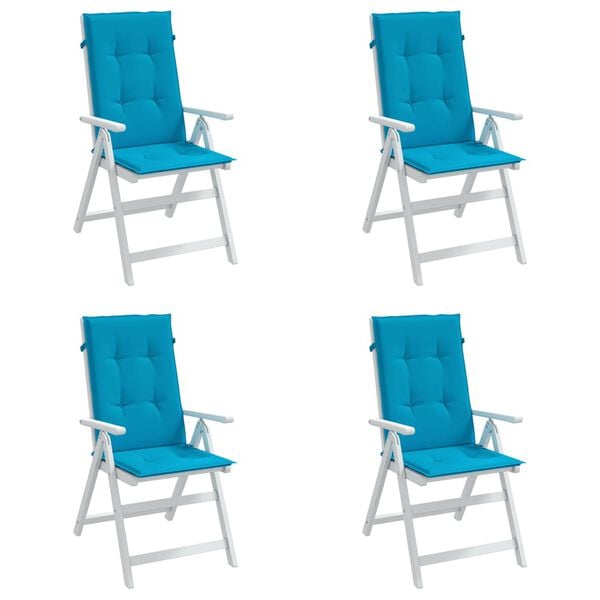 vidaXL Coj&iacute;n silla de jard&iacute;n respaldo alto 4 uds tela azul 120x50x3 cm
