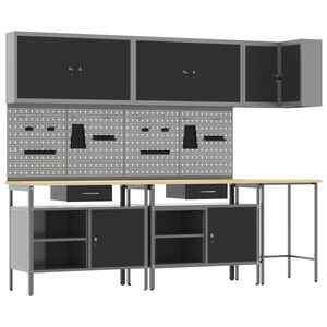 vidaXL Conjunto de armarios de trabajo con caj&oacute;n 10 pcs Negro y Gris