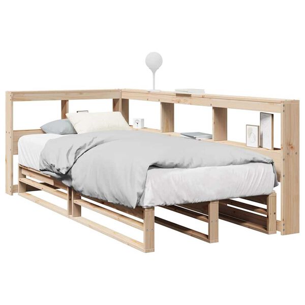 vidaXL Cama con estanter&iacute;a sin colch&oacute;n madera maciza de pino 100x200cm