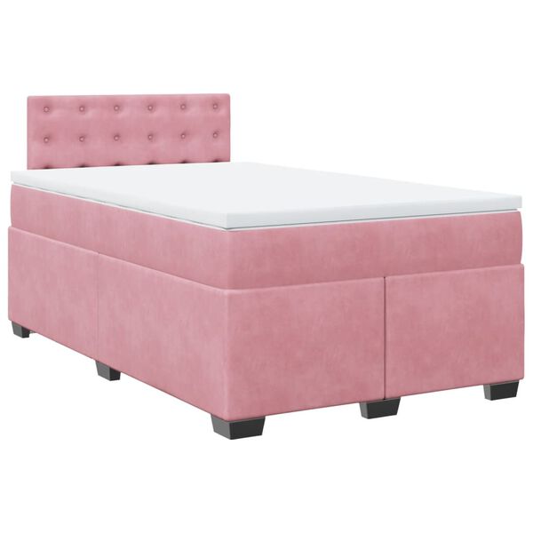 vidaXL Cama box spring con colch&oacute;n terciopelo rosa 120x200 cm