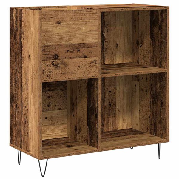 vidaXL Mueble para discos de vinilo Madera envejecida 85 x 38 x 89 cm