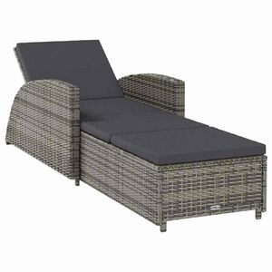 vidaXL Tumbona de jard&iacute;n con coj&iacute;n de rat&aacute;n sint&eacute;tico gris oscuro