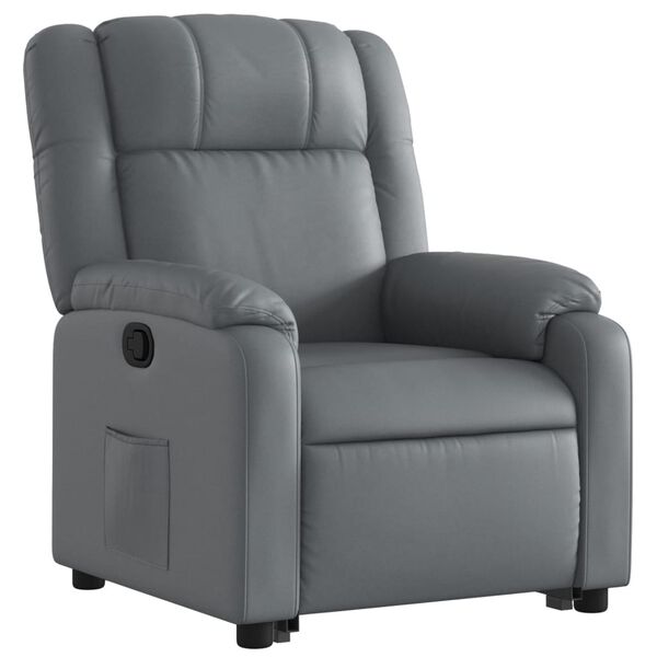 vidaXL Sill&oacute;n reclinable elevable cuero artificial gris