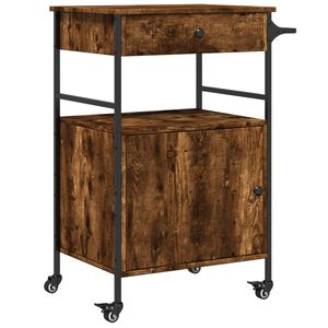 vidaXL Carrito de cocina madera ingenier&iacute;a roble ahumado 56x43x89,5 cm