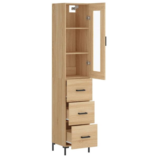 vidaXL Aparador de madera contrachapada roble Sonoma 34,5x34x180 cm